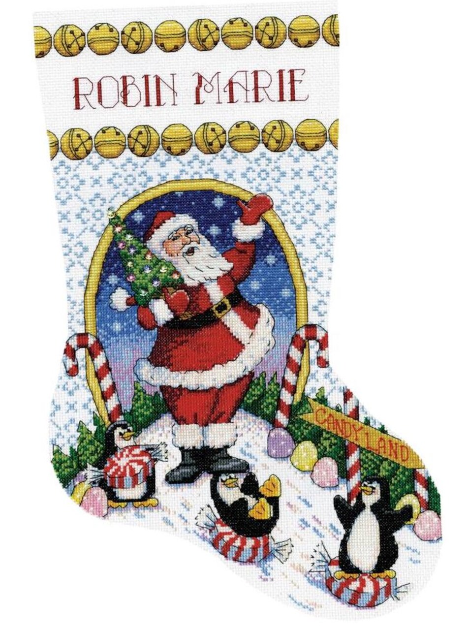 DIY Design Works Candy Land Santa Counted Cross Stitch Stocking Kit 6854